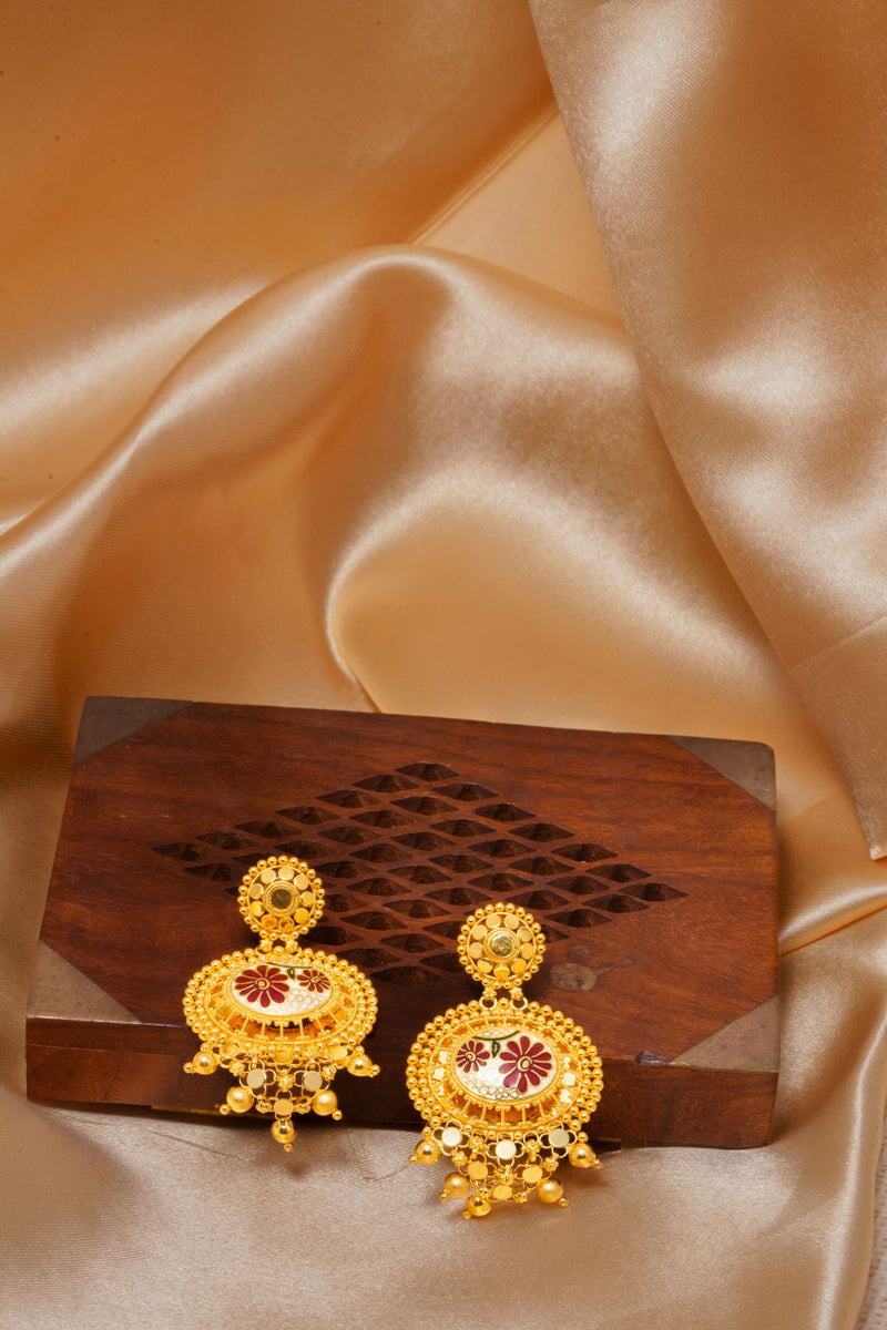 Floral Gold Drop Earrings